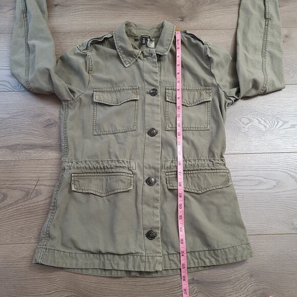 H&M Jacket Women 6 Green Military Army Button Front Casual Coat Gorpcore Outdoor - Picture 6 of 8